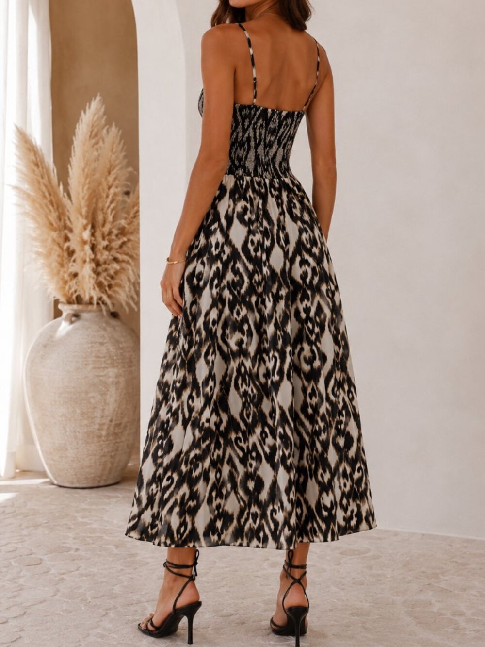 Title: Maria Cher Moreno Maive Ikat Print Midi Dress  Spaghetti Strap Size S